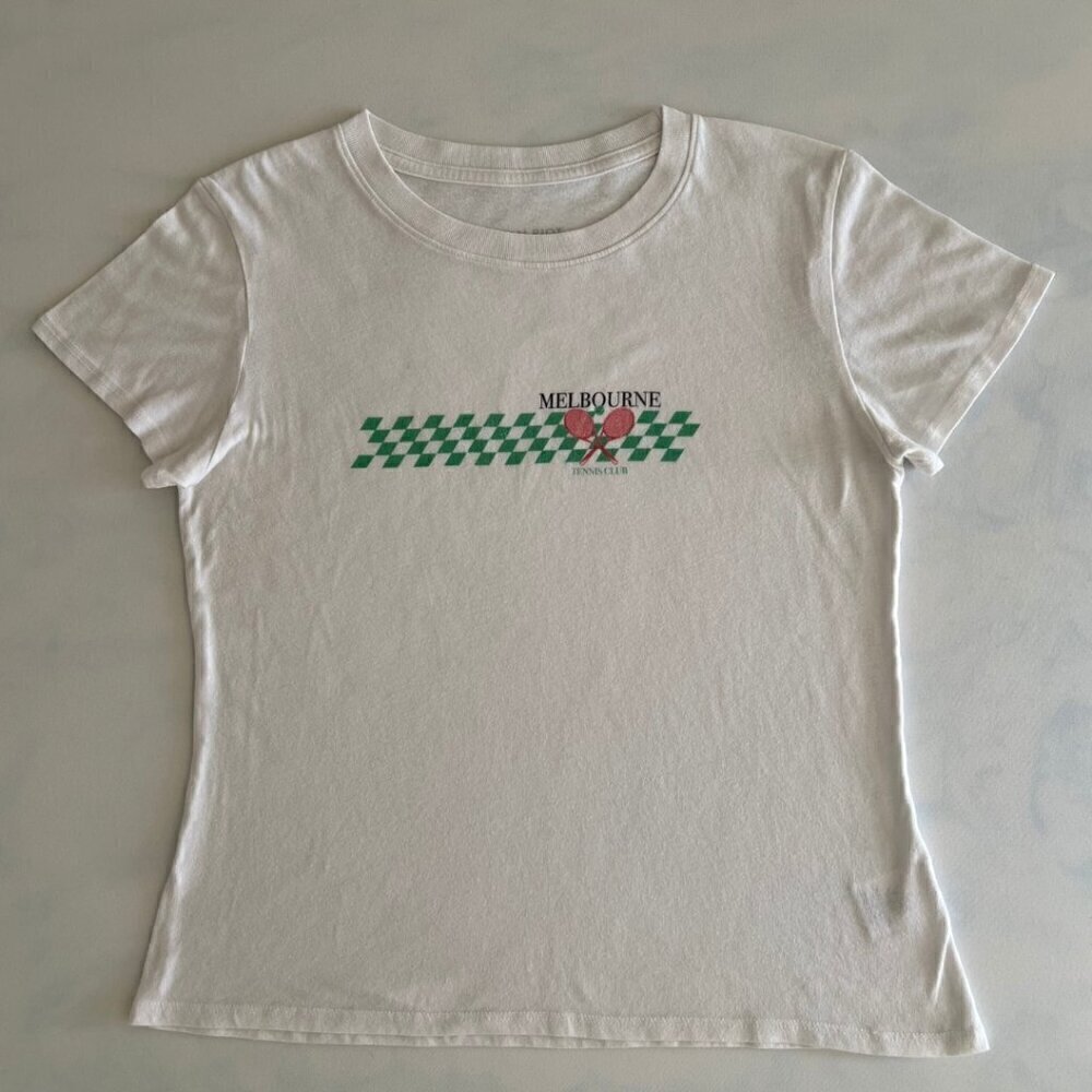 Sub_Urban Riot Melbourne Tennis Fitted White Graphic Tee